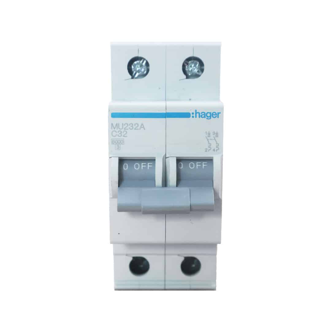 INT. RIEL TERMOMAGNÉTICO MU 2P 32A, C 20KA/220V (IEC60947-2)