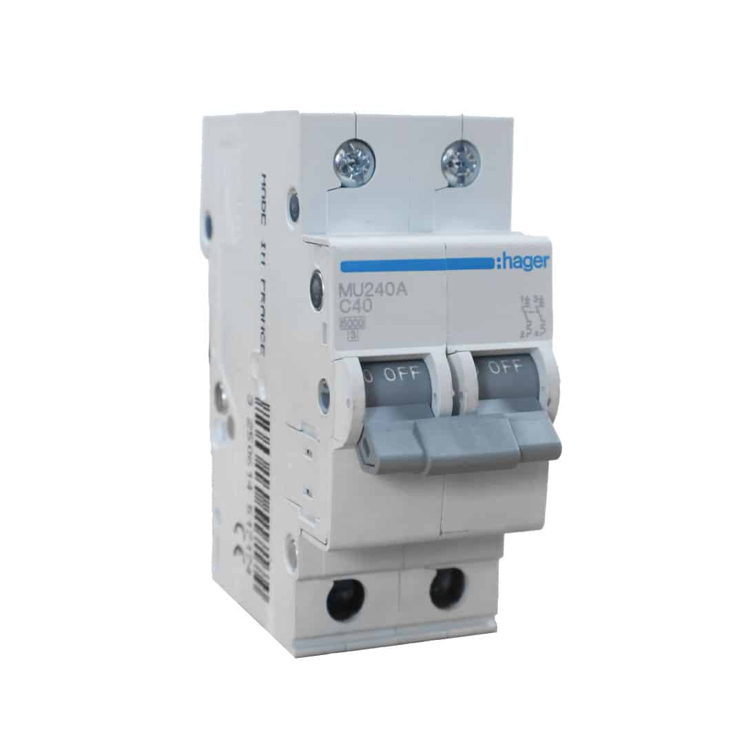 INT. RIEL TERMOMAGNÉTICO MU 2P 40A, C 20KA/220V (IEC60947-2)