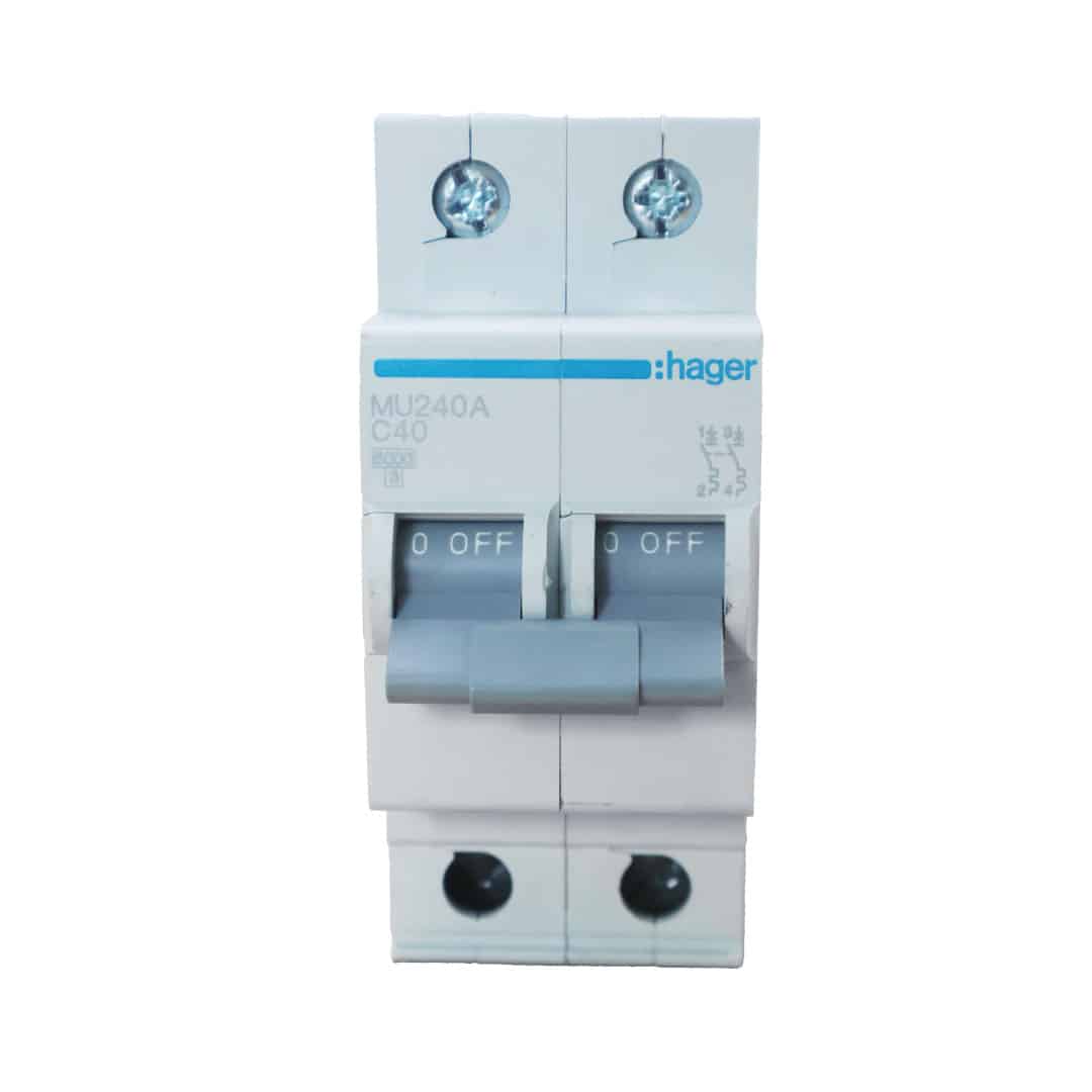 INT. RIEL TERMOMAGNÉTICO MU 2P 40A, C 20KA/220V (IEC60947-2)