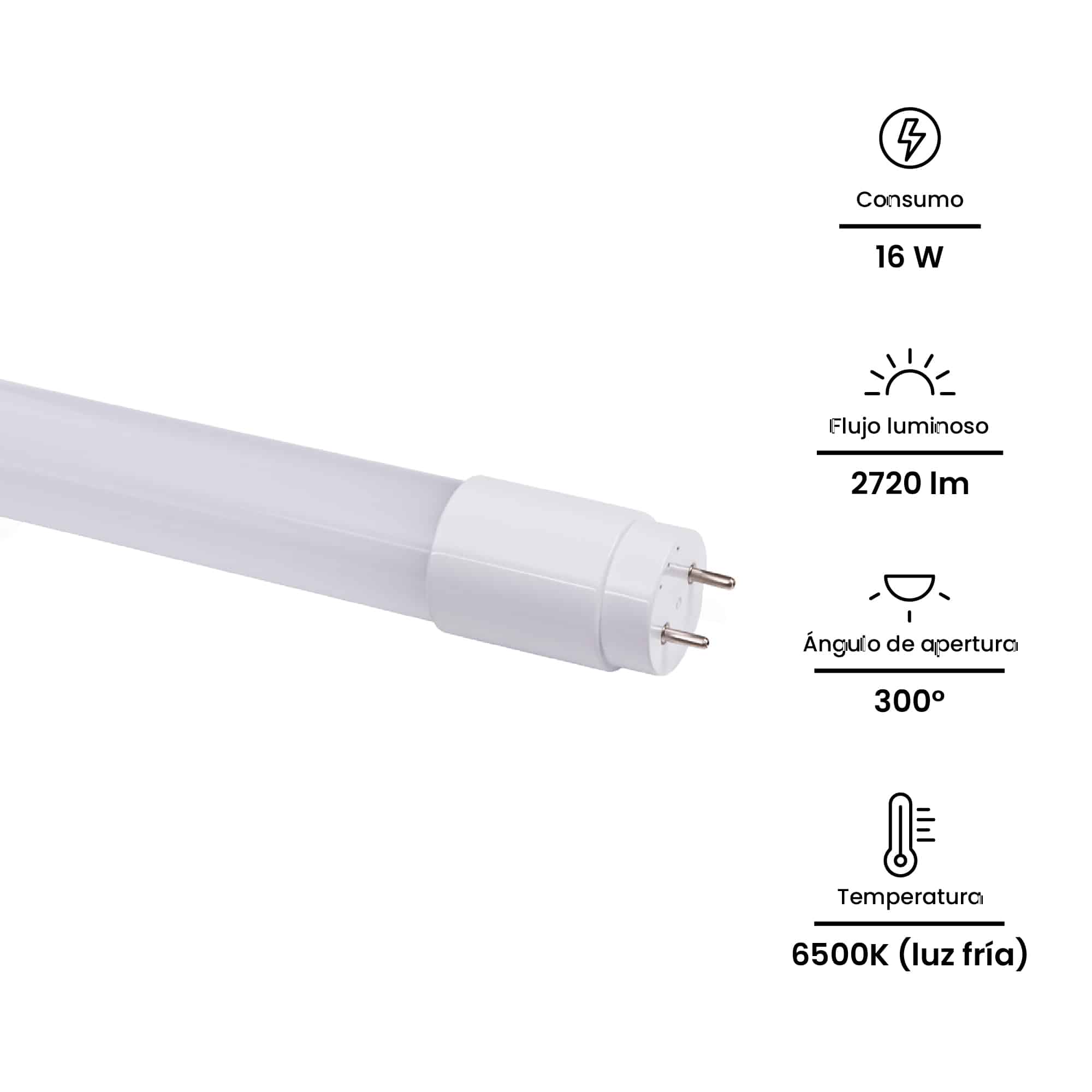 TUBO LED 16W, 2720lm, T8 1200MM, IP20, 6500K 165-265VAC (POLICARBONATO): Modelo: NAPLT