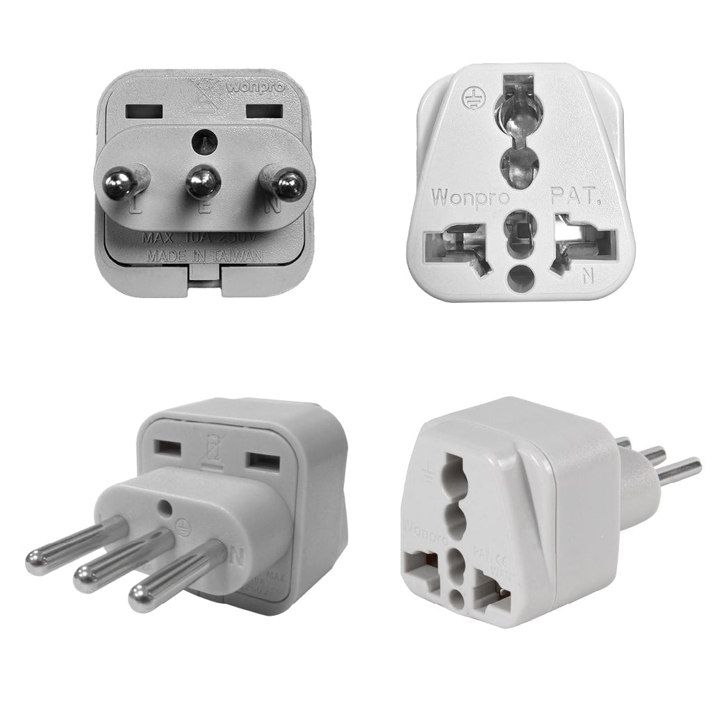 ADAPTADOR UNIVERSAL ESPIGA TRES EN LINEA 10A 250V COLOR GRIS