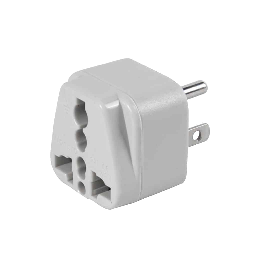 ADAPTADOR UNIVERSAL ESPIGA PLANA 10A 250V CON L/T COLOR GRIS
