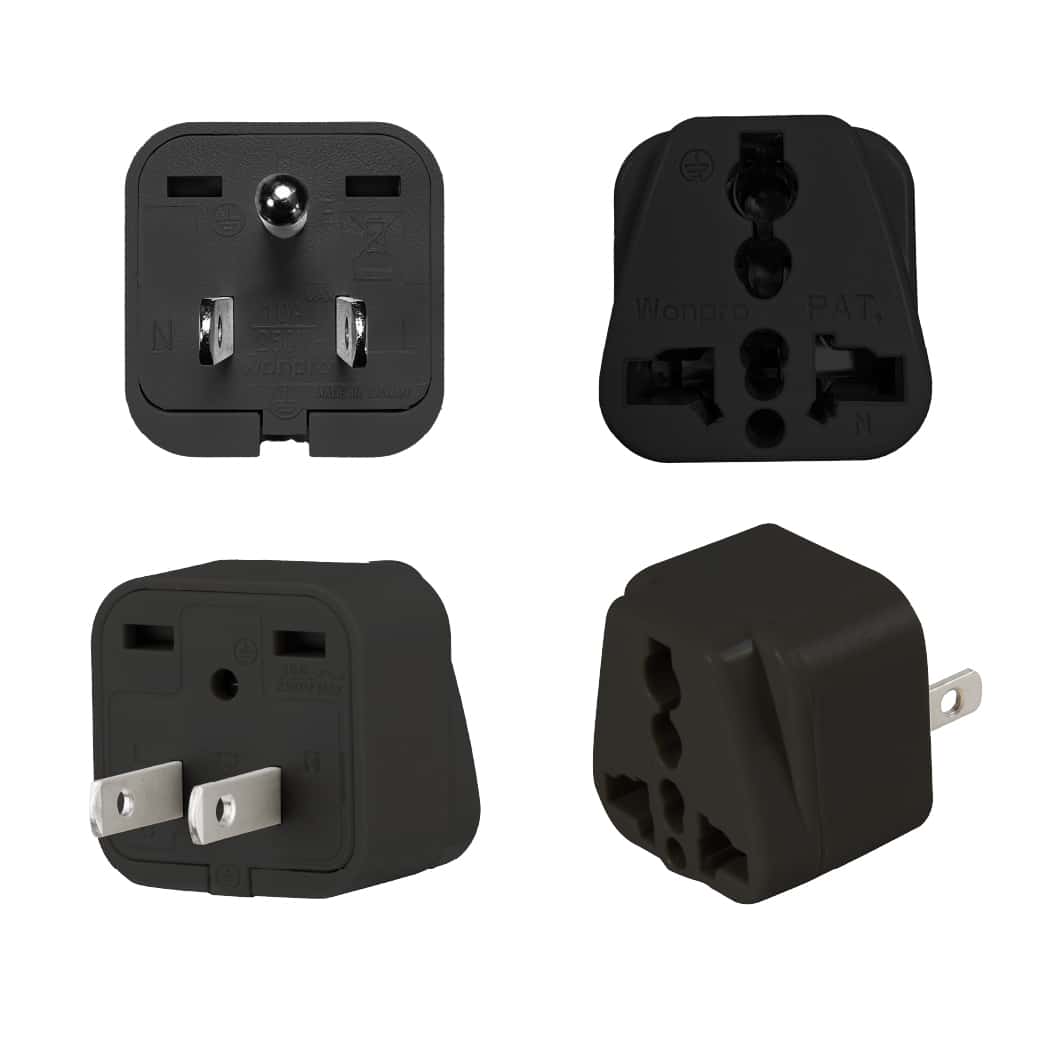 ADAPTADOR UNIVERSAL ESPIGA PLANA 10A 250V COLOR NEGRO