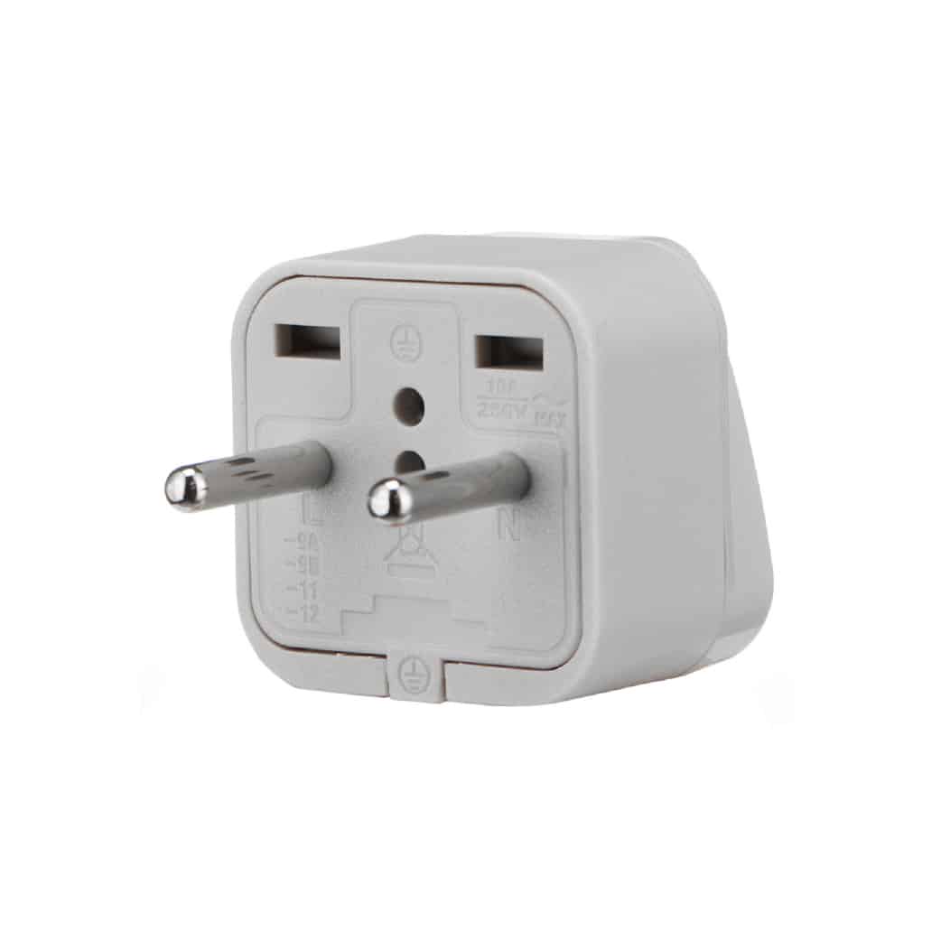 ADAPTADOR UNIVERSAL ESPIGA REDONDA 10A 250V COLOR GRIS