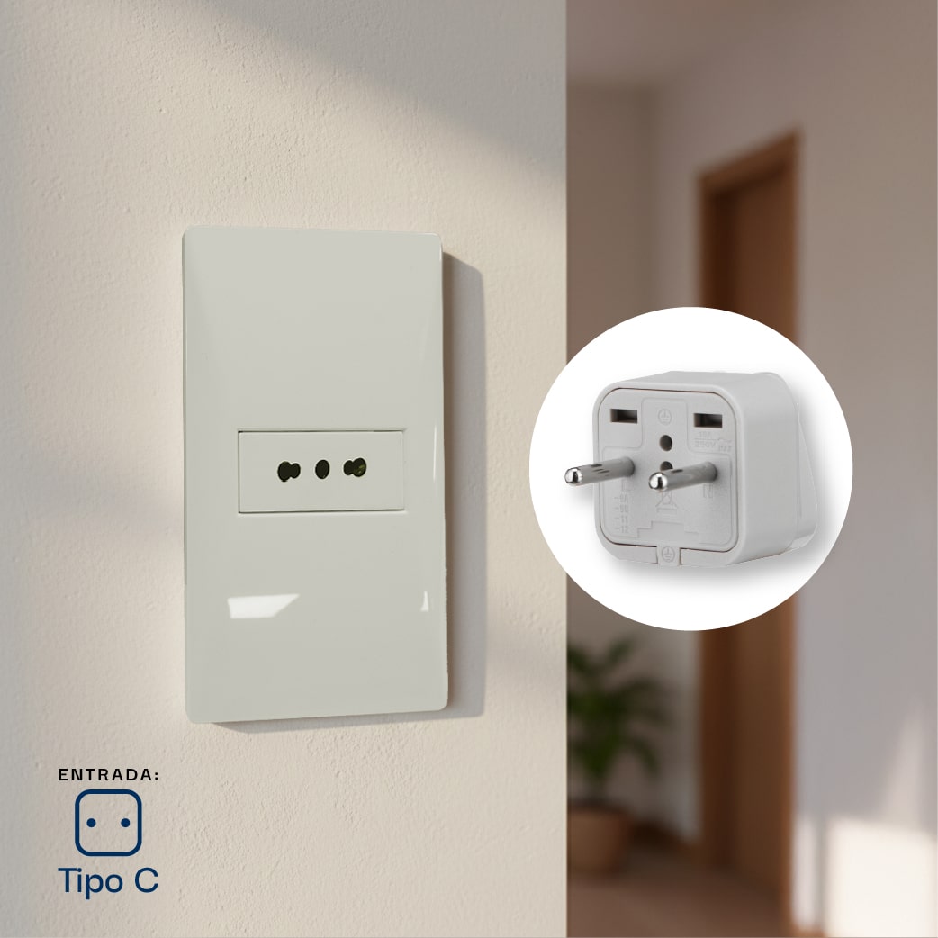 ADAPTADOR UNIVERSAL ESPIGA REDONDA 10A 250V COLOR GRIS