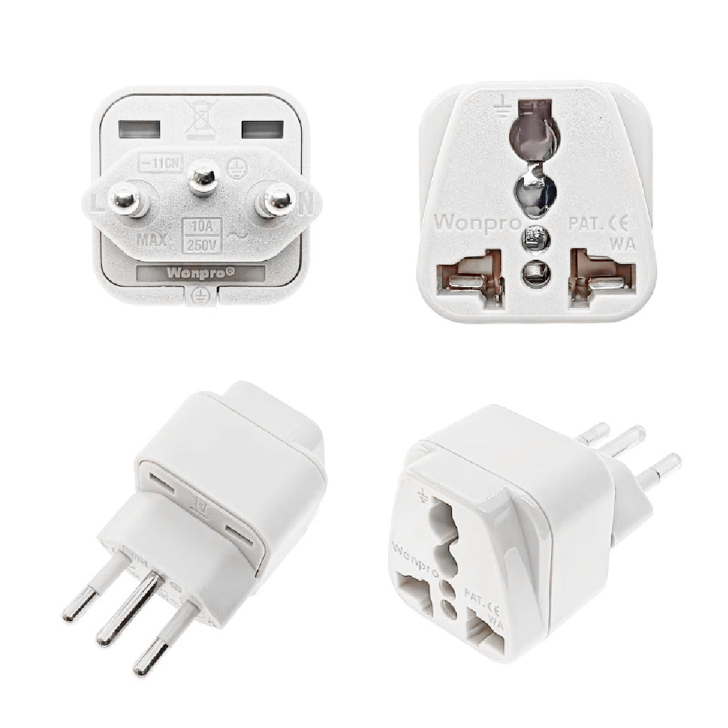 ADAPTADOR UNIVERSAL 10A 250V PARA USO BRASIL COLOR GRIS (base rombo)