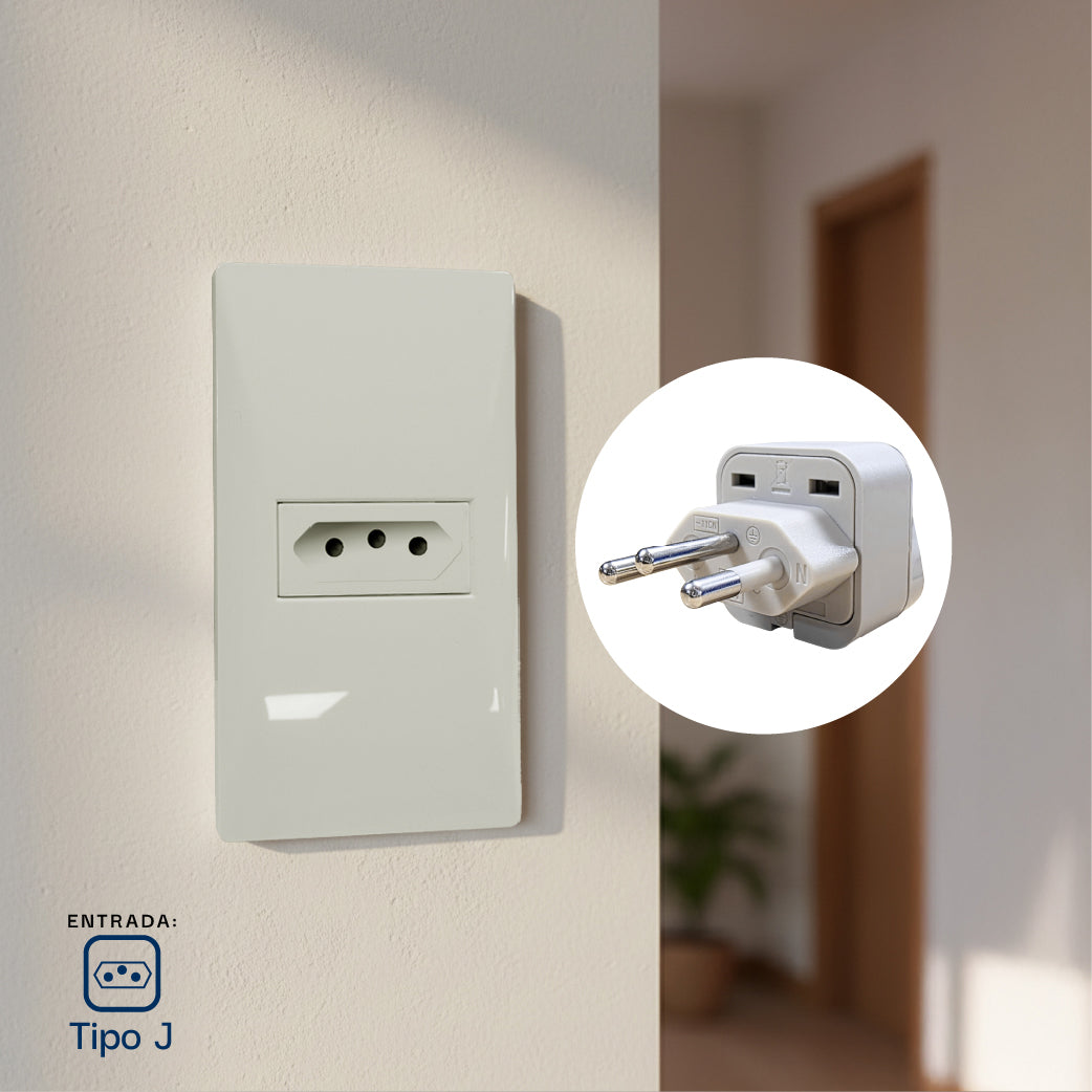 ADAPTADOR UNIVERSAL 10A 250V PARA USO BRASIL COLOR GRIS (base rombo)