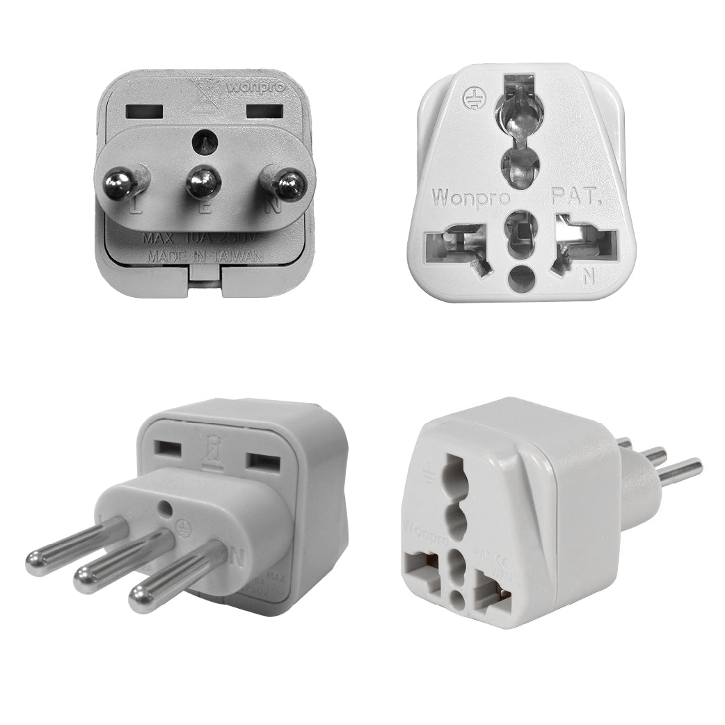 ADAPTADOR UNIVERSAL ESPIGA TRES EN LINEA 10A 250V COLOR GRIS