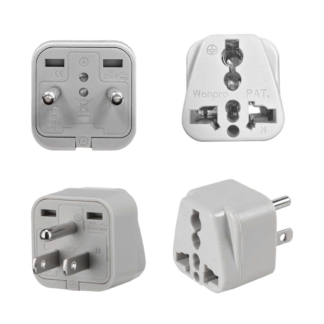 ADAPTADOR UNIVERSAL ESPIGA PLANA 10A 250V CON L/T COLOR GRIS