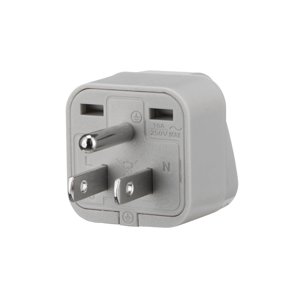 ADAPTADOR UNIVERSAL ESPIGA PLANA 10A 250V CON L/T COLOR GRIS