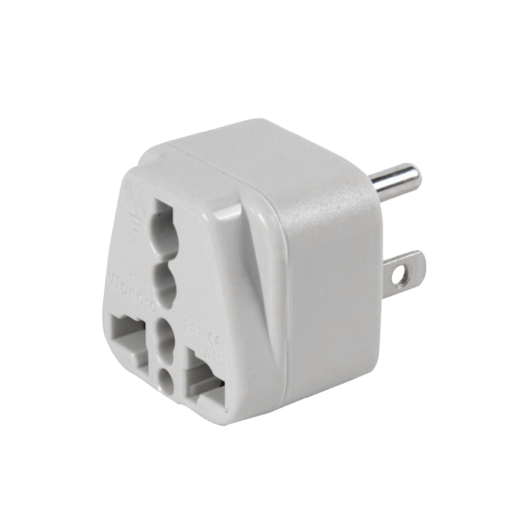 ADAPTADOR UNIVERSAL ESPIGA PLANA 10A 250V CON L/T COLOR GRIS