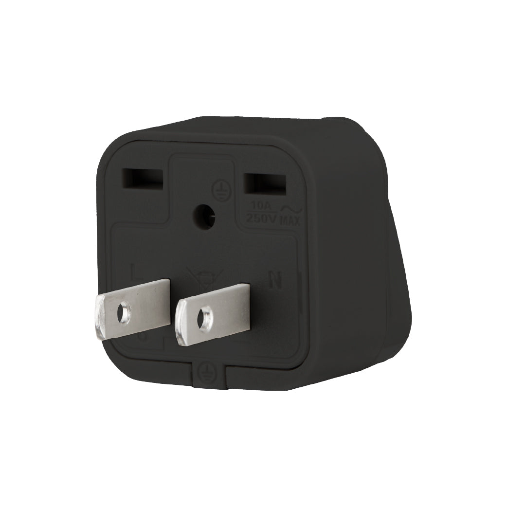 ADAPTADOR UNIVERSAL ESPIGA PLANA 10A 250V COLOR NEGRO