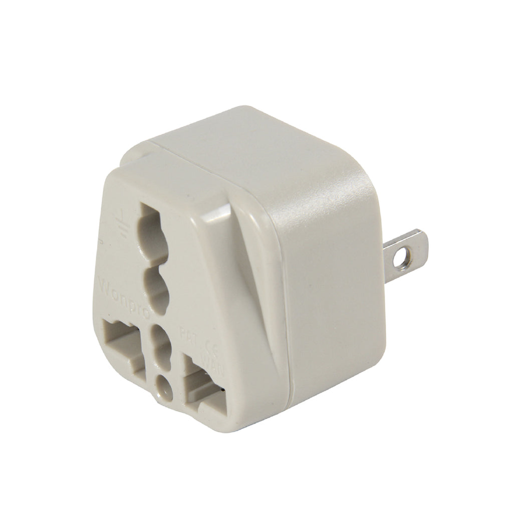 ADAPTADOR UNIVERSAL ESPIGA PLANA 10A 250V COLOR GRIS
