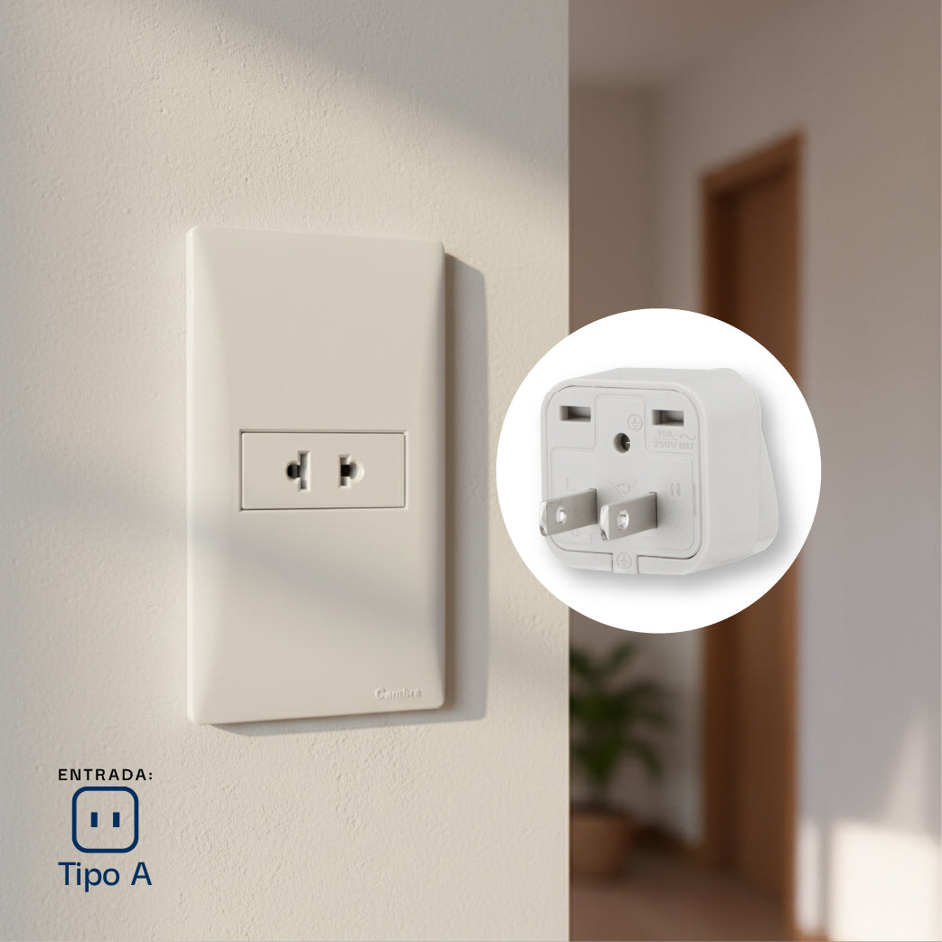 ADAPTADOR UNIVERSAL ESPIGA PLANA 10A 250V COLOR GRIS