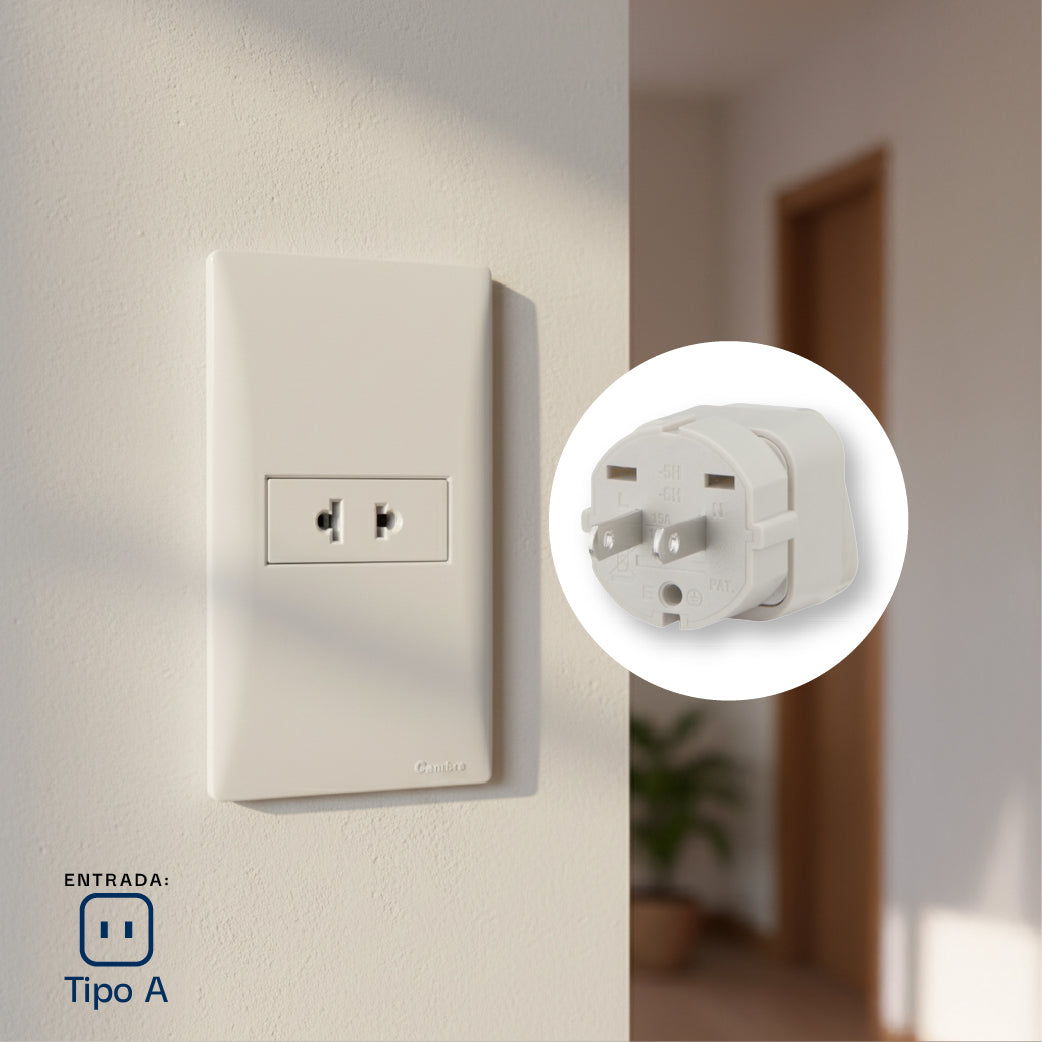 ADAPTADOR UNIVERSAL ESPIGA PLANA 15A 125V COLOR GRIS