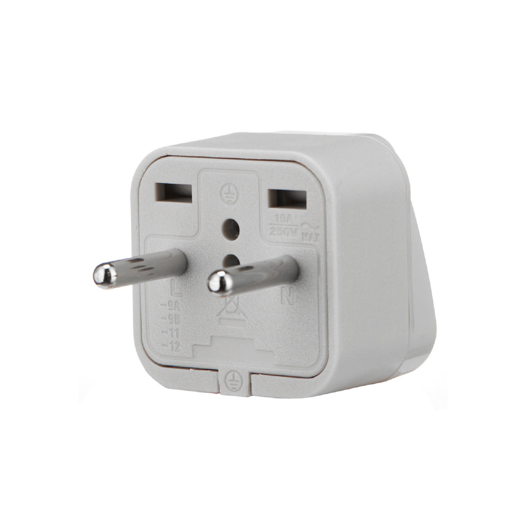 ADAPTADOR UNIVERSAL ESPIGA REDONDA 10A 250V COLOR GRIS