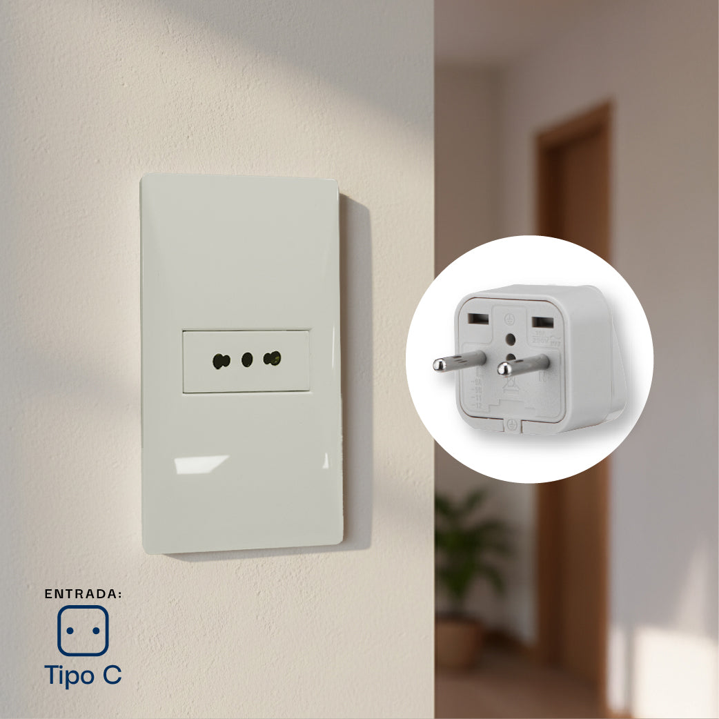 ADAPTADOR UNIVERSAL ESPIGA REDONDA 10A 250V COLOR GRIS