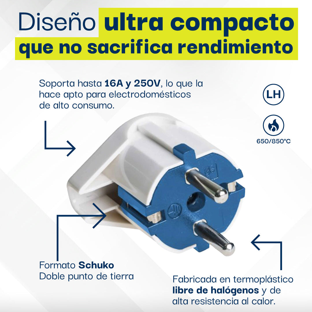 ENCHUFE SCHUKO BLANCO/AZUL, CONEx TIPO L, 2P+T, 16A, 250V