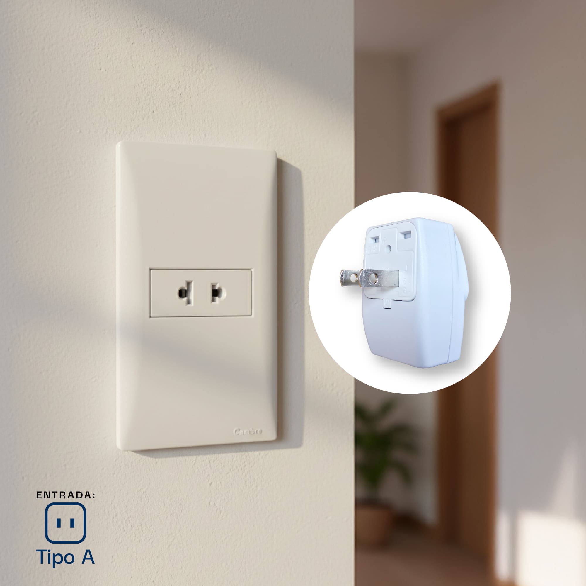 ADAPTADOR MULTIPLE SALIDA 2P (PLANO) 10A 125-250V COLOR BLANCO