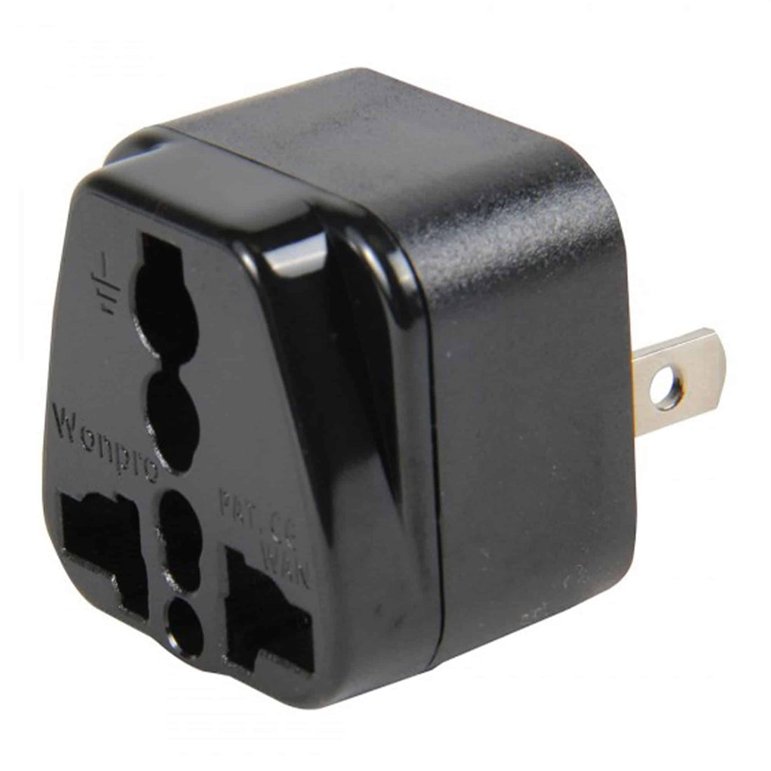 ADAPTADOR UNIVERSAL ESPIGA PLANA 10A 250V COLOR NEGRO
